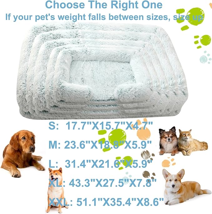 Dog Beds Large Sized dog Orthopedic, Sofa Dog Bed with Waterproof Lining and Nonskid Bottom, Rectangle Washable Dog Bed for Medium Small Dogs and Cats Comfortable ( Color : Green2 , Size : 31 x 21" )