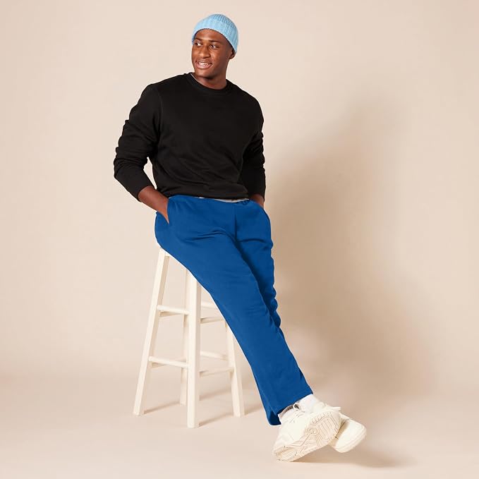 Amazon Essentials Men's Relaxed Straight Leg Fleece Open Bottom Sweatpant (Available in Big & Tall)