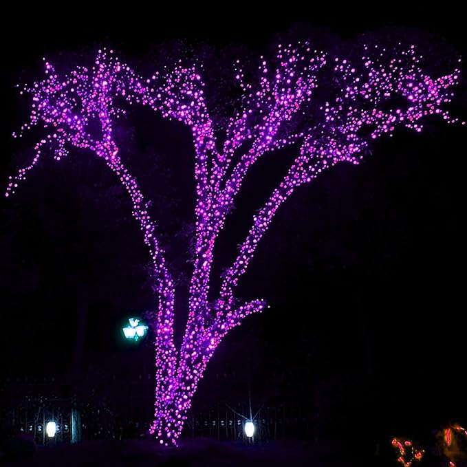 DAZZLE BRIGHT Halloween 300 LED String Lights, 100FT Connectable String Lights with 8 Lighting Modes, Halloween Decorations for Party Carnival Supplies, Indoor Outdoor Yard Garden Decor (Purple)