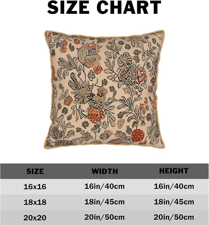 KSLIDS Art Boho Floral Soft Velvet Throw Pillow Covers Set of 2 Beige Rust Botanical Flowers Decorative Pillow Covers 16x16 Inch Farmhouse Vintage Pillow Case for Sofa Couch Living Room Home Decor