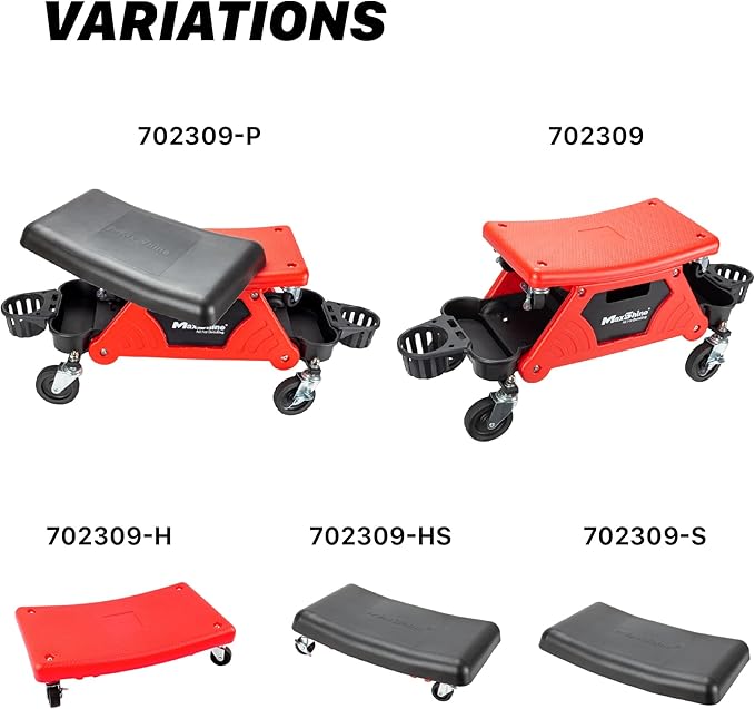 Maxshine Detailing Creeper Seat with Built-in Storage – 2-in-1 Modular Rolling Garage Stool with Tool Tray – Mechanic Shop Seat for Car Detailing, Polishing, Repairs & Auto Care