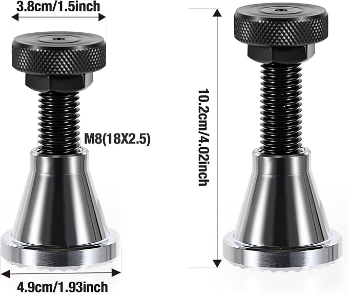 4 PCS Adjustable Screw Jack Stands, 2.63" to 4.02" Heavy Duty M18 Post Machinist Screw Jack Stands, 5 Tons Capacity for Large Drilling Milling Machines Leveling Jacks