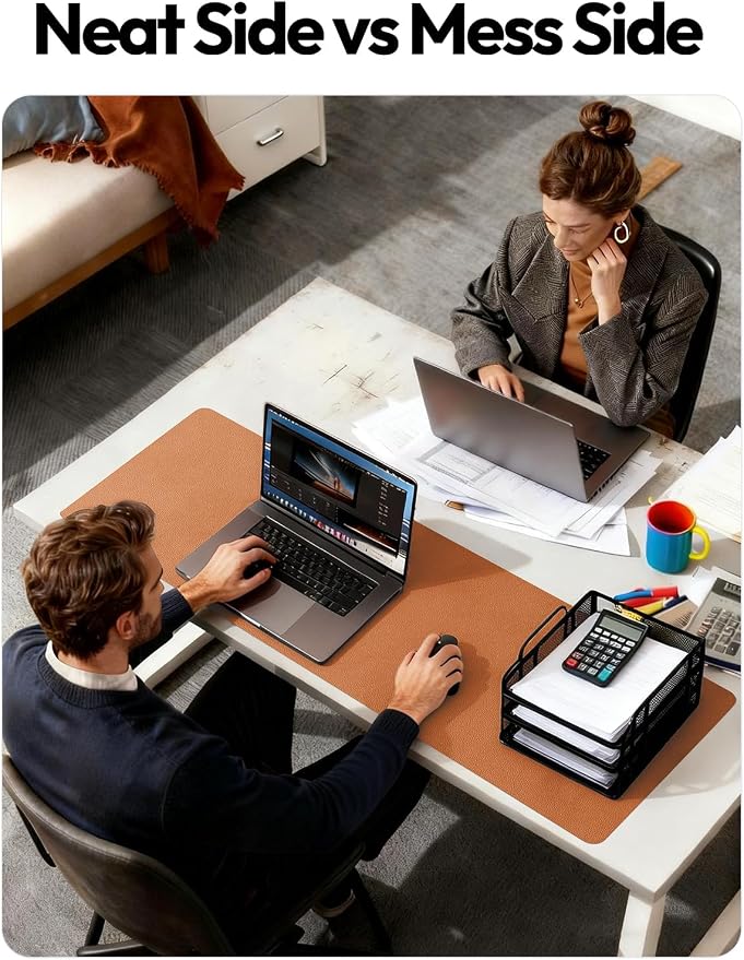 YSAGi Desk Protector&Blotter, Non-Slip Waterproof Leather Mouse Pad | Shields Scratches, Stains, Spills, Heat & Scuffs; Suede Non-Slip; Easy-Clean; Comfy Writing/Typing, 31.5" x 15.8",Brown