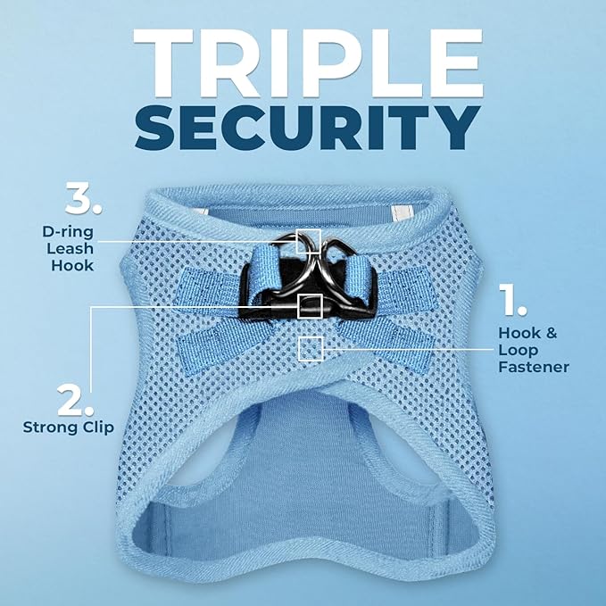 Best Pet Supplies Voyager Step-in Air Harness - All Weather Mesh, Reflective, No Pull Harness for Dogs, Cats - Secure with Hook & Loop Fastener, Buckle, Double D-Rings - Baby Blue, XL