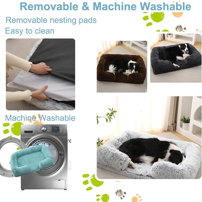 Dog Beds Large Sized dog Orthopedic, Sofa Dog Bed with Waterproof Lining and Nonskid Bottom, Rectangle Washable Dog Bed for Medium Small Dogs and Cats Comfortable ( Color : Green1 , Size : 17 x 15" )