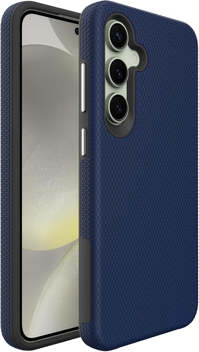 Miimall Rugged Case for Samsung S24 FE, Dual Layer Protection, Military Shockproof, Anti-Slip, Anti-Scratch, Tough Full Body Heavy Duty Slim Case, Dark Blue