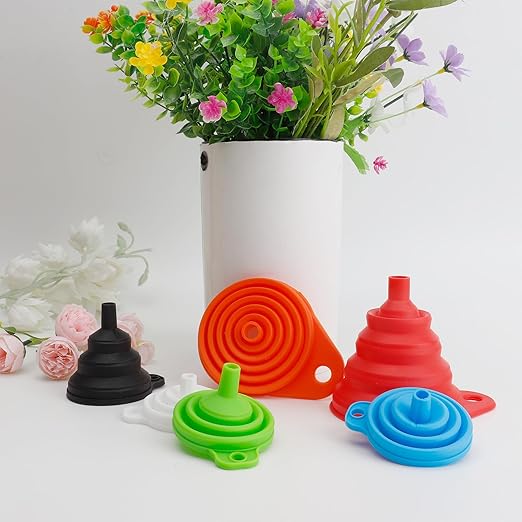 6 Pack Silicone Collapsible Kitchen Funnel for Water Beer Oil Filling Bottles 2 Size Flexible Foldable Mini Small Large Scoop Funnel Set Camp Kitchen Hand Tools Gadgets Accessories Must Have Finds