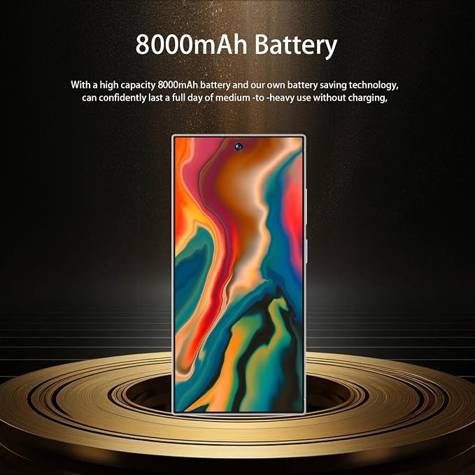 I25 Ultra Unlocked Cell Phone, 7.2" FHD+ Screen 8GB+256GB Smartphone, 8000mAh Battery Unlocked Phone, Built-in S Pen, AI 108MP Camera, US 1 Yr Warranty - Gold