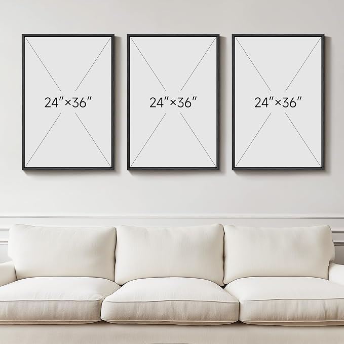 Large Framed Modern Abstract Wall Art for Living Room, 3 Piece 24x36 In | Silver gray tones art prints, Minimalist bright style paintings, Crystal wall art for bedroom dining room hallway office