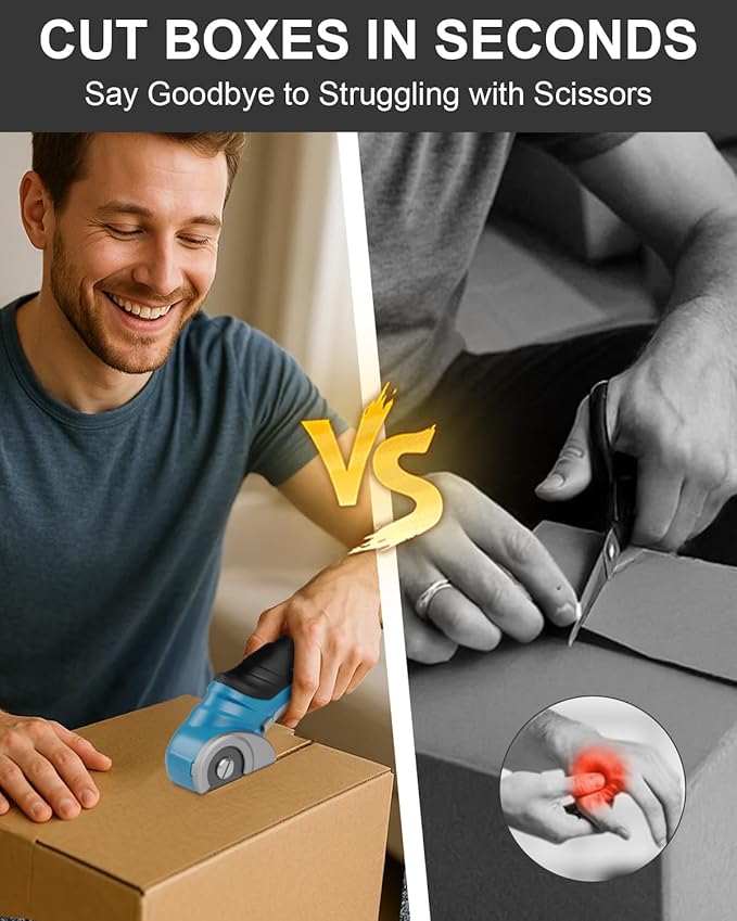 Cardboard Cutter Cordless Electric Scissors - Mens Valentines Day Gifts for Him Electric Box Cutter for Cardboard Recycling, Heavy Duty Carpet Cutting Tool for Plastic, Box, Leather