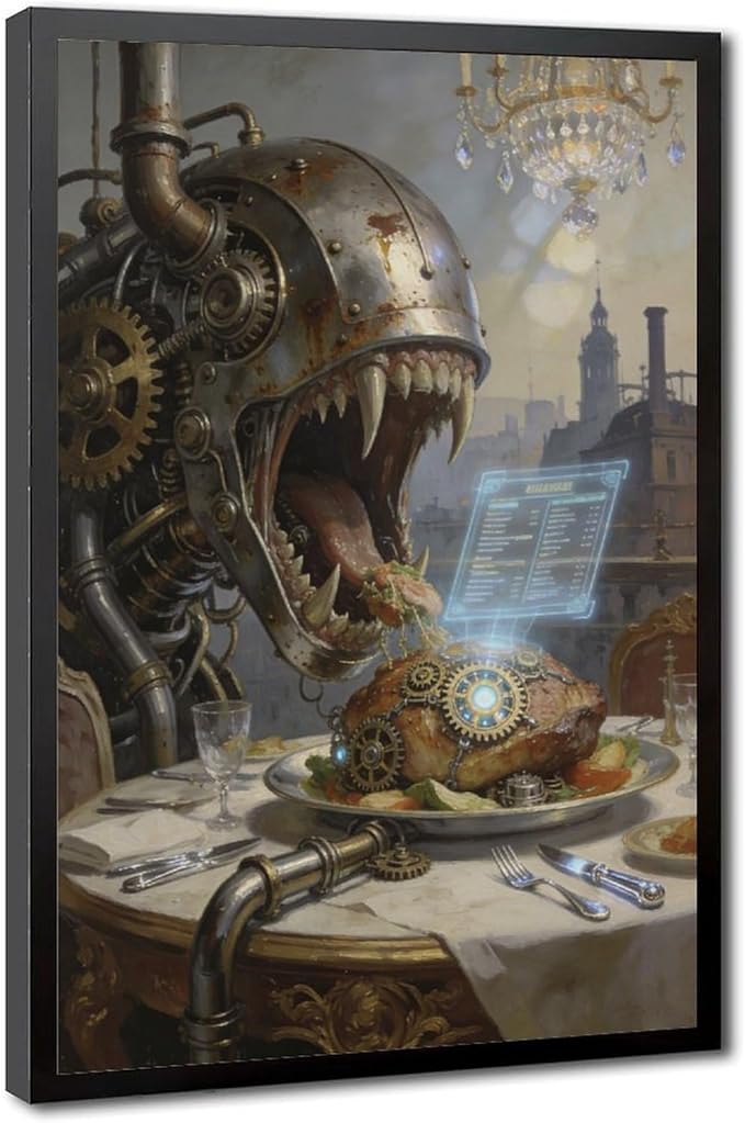 Framed Steampunk Fantasy Wall Art for Living Room And Dining Room Vintage Industrial Decor 16x24in