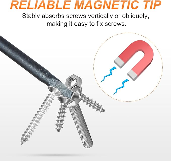 HARFINGTON 5pcs U-Type Screwdriver Bit 1/4" Hex Shank U4 Magnetic Head 2.6" Length S2 Steel U-Shaped Screw Driver Bit for Repair Work Electric Screwdriver, Blue