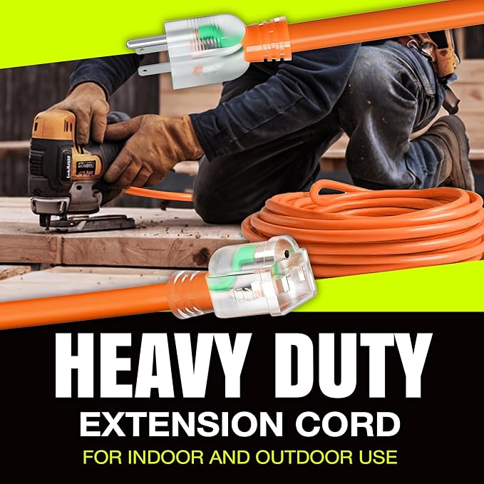 3ft Outdoor/Indoor Extension Cord 16/3 Gauge Heavy Duty 3 Prong SJTW, Waterproof, Flexible Cold-Resistant Long Power Cord,13A 125V 1625W, Orange by LifeSupplyUSA