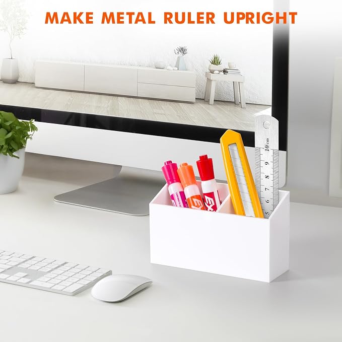 BEYGORM Magnetic Dry Erase Marker Holder for Whiteboard & Refrigerator | Non-slip Acrylic Pen Holder for Classroom, Fridge Magnet, Locker Organizer Accessories, Teacher & School Supplies(White)