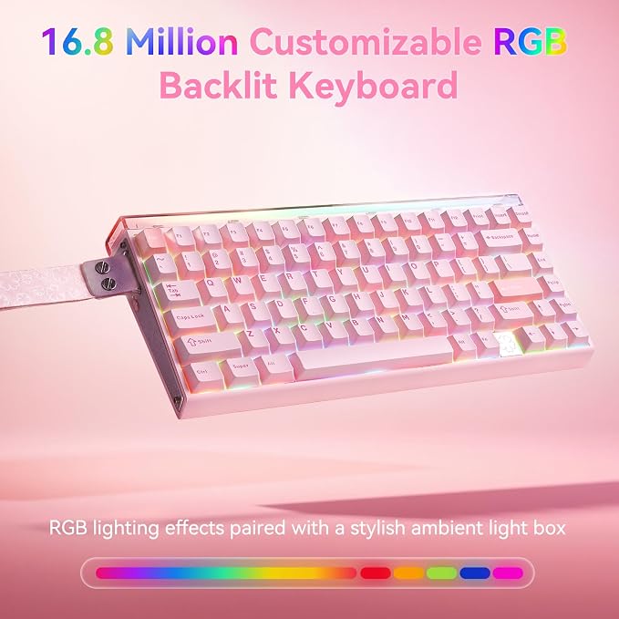 Aula Hero 75 HE Wireless Mechanical Keyboard,Pink Creamy Keyboard | 75% Layout Hall Effect Keyboard,Tri-Mode Aluminum Gaming Keyboards,75 keyboard RGB Computer Keyboards for Win/Mac Gamer