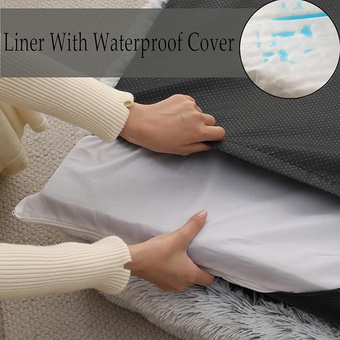 Dog Beds Medium Large Size Dog, Calming Dog Bed with Removable Washable Cover, Waterproof Lining and Nonskid Bottom(Gradient-Rose Pink,M)