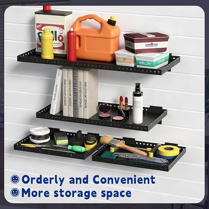 Heavy Duty Slatwall Shelf 30x12Inch, Steel Slatwall Accessories Storage Rack for Garage, Retail, Workshop (4, 30x12Inch)