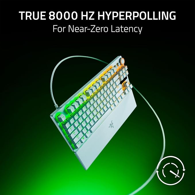 Razer Huntsman V3 Pro TKL 8KHz Esports Gaming Keyboard, White | Analog Optical Switches Gen 2, 8000 Hz Polling, Razer Snap Tap, Rapid Trigger, Adjustable Actuation, Media Controls