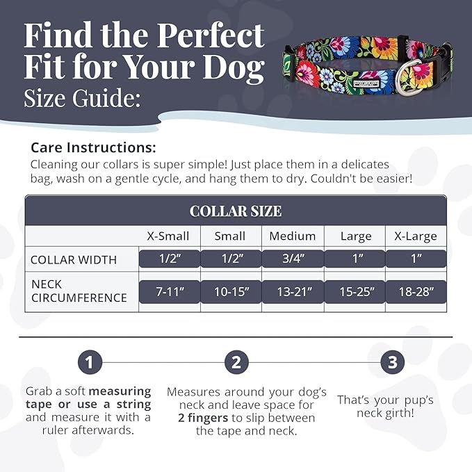 Lucky Love Dog - Adjustable Dog Collar with Easy Click Buckle for Medium, Durable, & Comfortable for Male & Female Dogs, Pet Collar for Puppies & Adult Dogs - Lilian, Medium