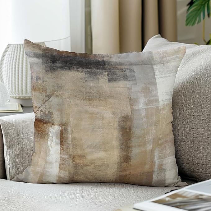Throw Pillow Covers for Couch, 22x22 Inch, 2 Pack, Grey Beige | Decorative Throw Pillow Covers Cushion Covers for Couch Bedroom Sofa Living Room
