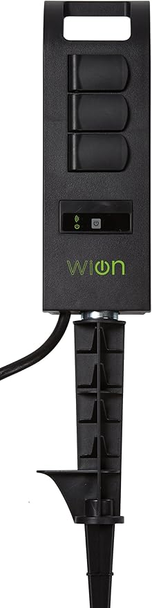 WiOn 50053 Outdoor Wi-Fi Plug-In Yard Stake With Smartphone Or Tablet Automation for up to 12 devices; 3 Grounded Outlets And 6 Foot Cord