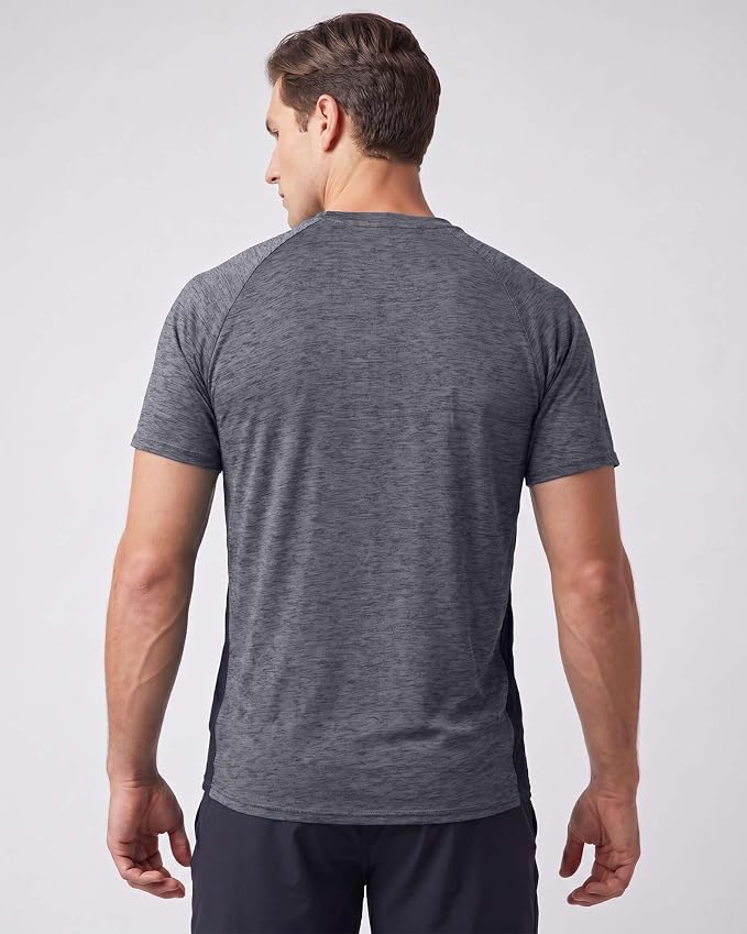 5 Pack Men's Dry Fit V Neck Gym Workout T Shirts Athletic Moisture Wicking | Cooling, Quick Dry, Breathable, Short Sleeve, Exercise, Cycling, Sports, Outdoor, Fitness, Golf, Crossfit, Hiking, Tennis