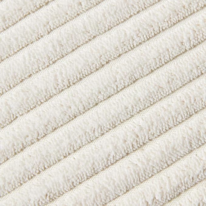Fancy Homi Pack of 2 Corduroy Soft Decorative Throw Pillow Covers with Pom-poms, Euro Solid Square Cushion Case Pillow Cases Set for Couch Sofa Bedroom Car Living Room (26x26 Inch/66x66 cm, Cream)
