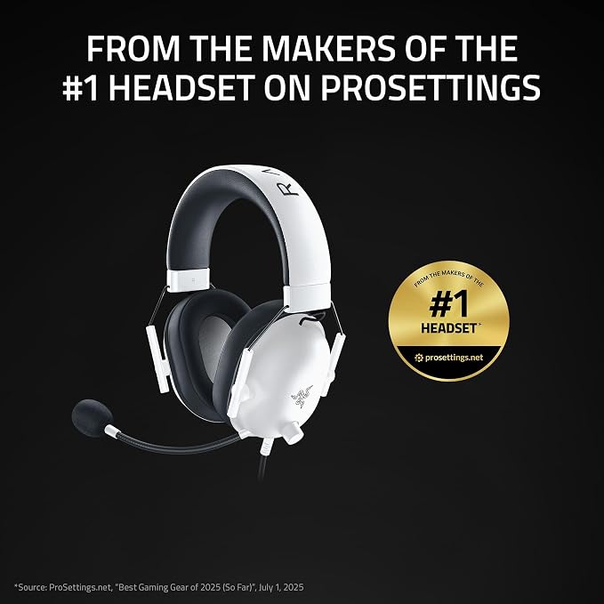 Razer BlackShark V2 X Gaming Headset for PC, 3.5mm Audio Jack, White