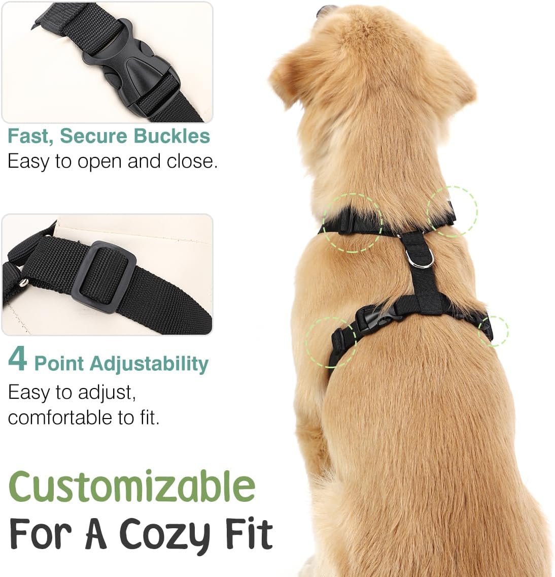 Dog Seat Belt, Safety Vest Dog Car Harness with Adjustable Buckle Dog Seat Belt for Vehicle Nylon Pet Safety Seat Belts Heavy Duty(XL, Blue)