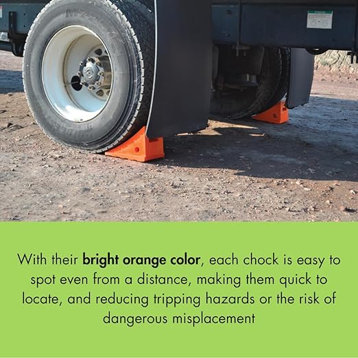 Checkers Roped Pair of Large Wheel Chocks for 32-46" Tires, Heavy Duty Wheel Chock for Semi Trucks, Utility, Tractor Trailer, 50k lb Load Capacity, Made in The USA, Polyurethane, UC1500-4.5-P