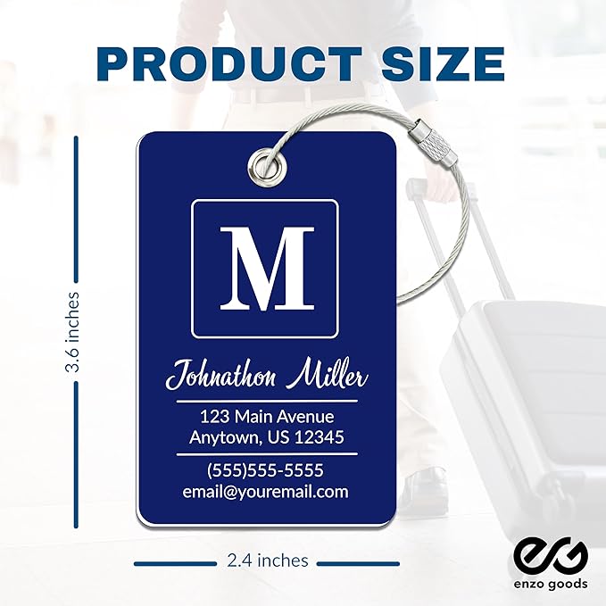 Personalized Luggage Tag | 6 Pack | Custom Luggage Tags for Suitcases | Kids Backpack Tag | 10 Color Options & Choose Font, Font Color