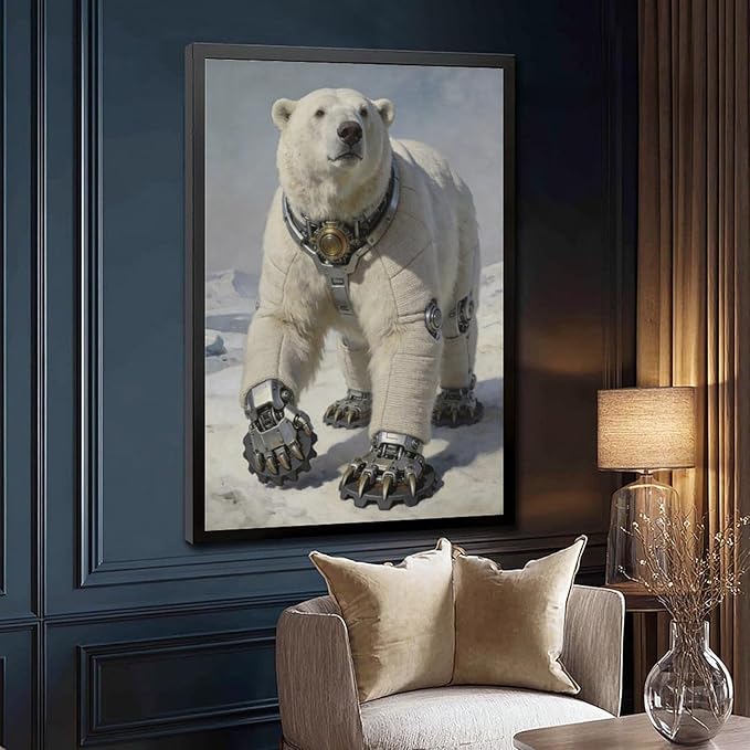 Framed Futuristic Fantasy Wall Art for Living Room TV Wall Modern Tech Style Home Decor 20x30in