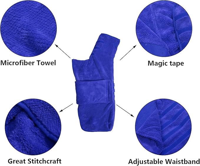 Geyecete Pineapple Grid Fast Drying Super Absorbent Dog Cat Bath Robe Towel - Blue - XXL