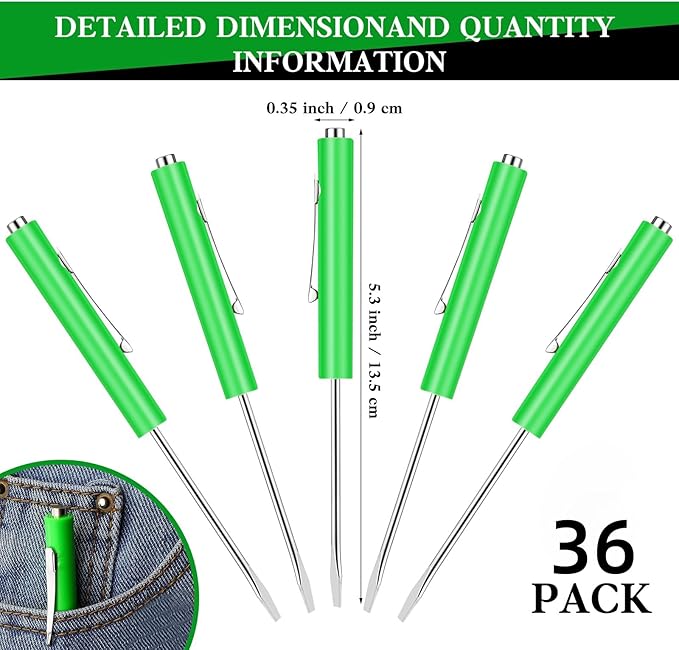 36 Pcs Pocket Screwdriver Mini Tops and Pocket Screwdriver with Magnet Pocket Screwdriver for Mechanical Electrician Technician Repair Tool (Green)