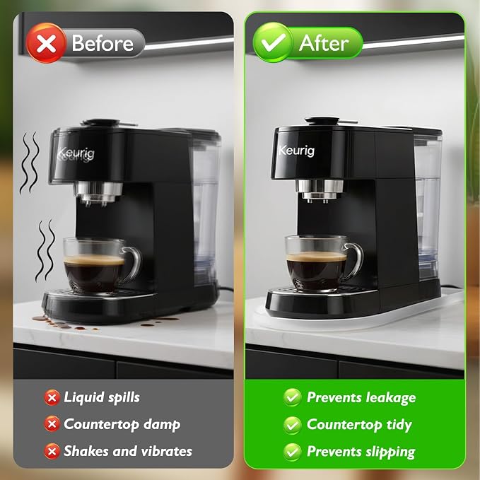 Silicone Coffee Mat,15.8"x 9.8"in Bar Mat for Countertop,Heat-Resistant,Non-Slip,Leak-Proof,Fit for Coffee Maker/Espresso Machine-Translucent