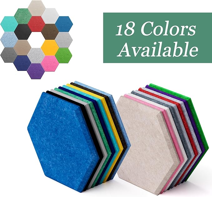 Hexagonal Acoustic Panels-12 Pack High-Density Sound Absorbing Panels 12"X10"X0.4" for Enhanced Noise Reduction, DIY Design, Idea for Studios, Offices, and Home Theaters(Black)