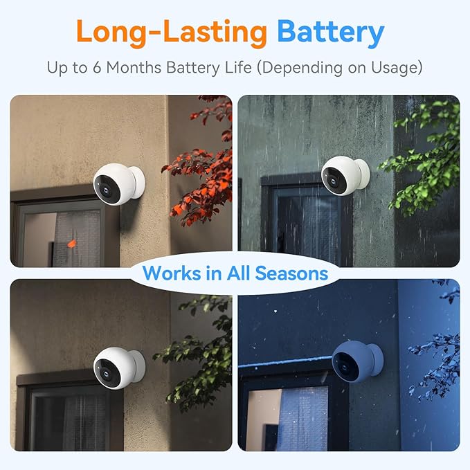 Magnetic Security Camera Wireless - 2K HD Video, AI Motion Detection, Battery Powered, Ease of Setup, 2-Way Audio,IR Color Night Vision, Waterproof, Outdoor & Indoor Surveillance
