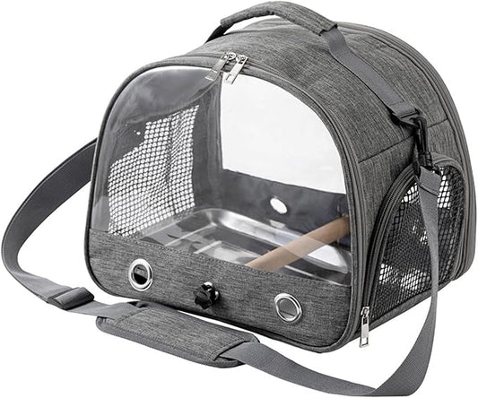 Bird Travel Cage, Bird Carrier,Transparent Bird Travel Carrier Including Standing Stick and Steel Plate,Foldable and Breathable kleintier transportbox for Small Pets