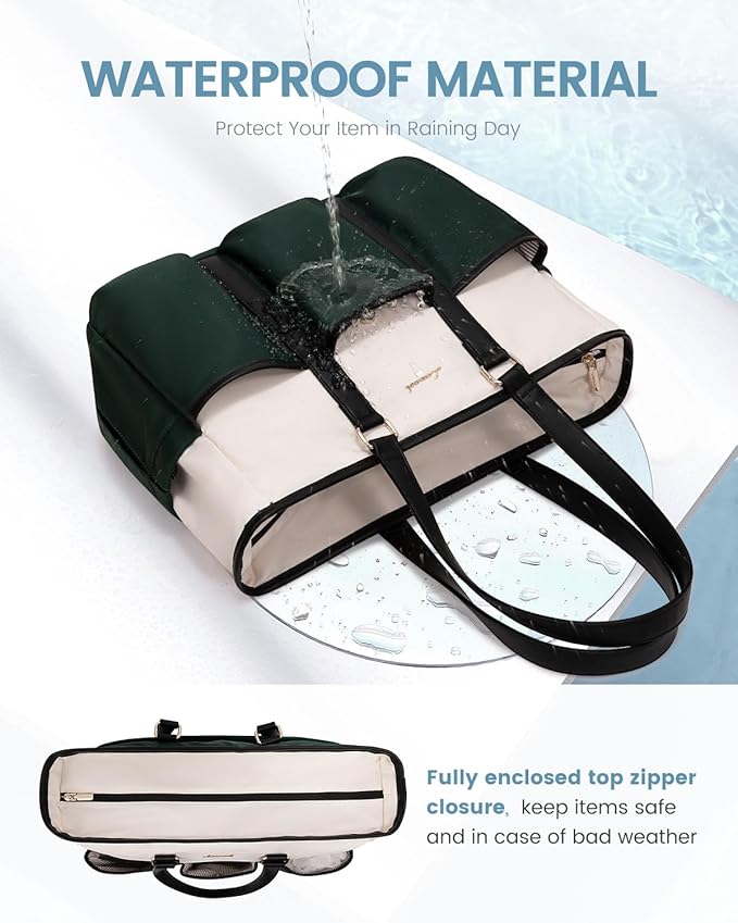 LOVEVOOK 17 Inch Laptop Bag for Women, Teacher Nurse Work Tote Bag With Large Cup Holder, Utility Bag For Work/Travel/College/Daily
