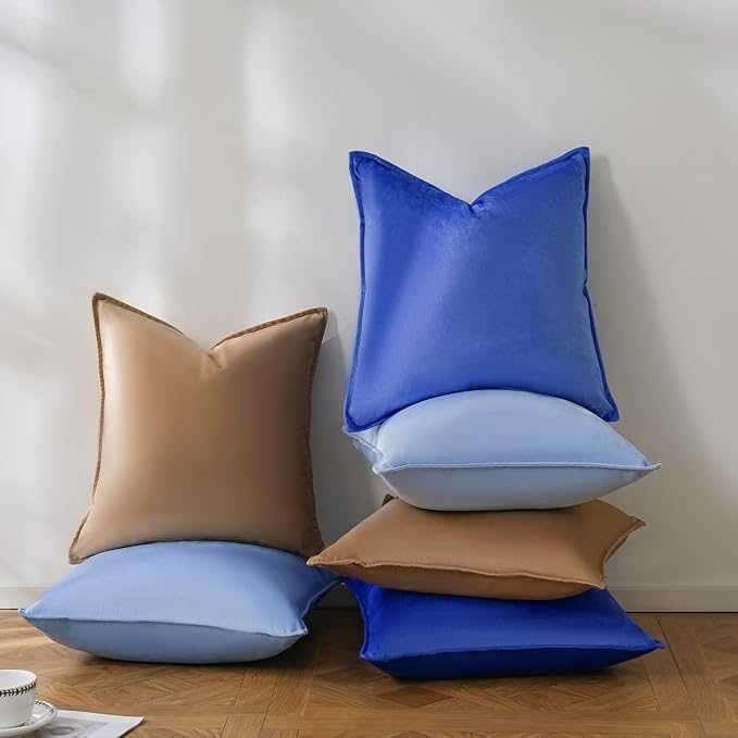 JIAHANNHA Velvet Khaki Throw Pillow Covers 18”x18”Pack of 2 Soft Decorative | Square Cushion Covers for Couch Sofa Bed Livingroom Car Home Decor,45x45Cm