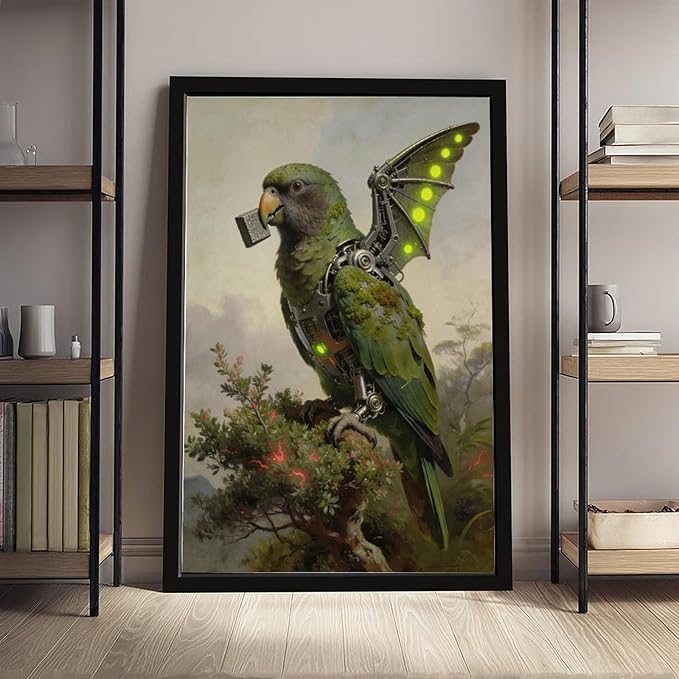 Framed Mechanical Fantasy Wall Art for Modern Living Room Industrial Sci Fi Decor Statement Piece 12x18in