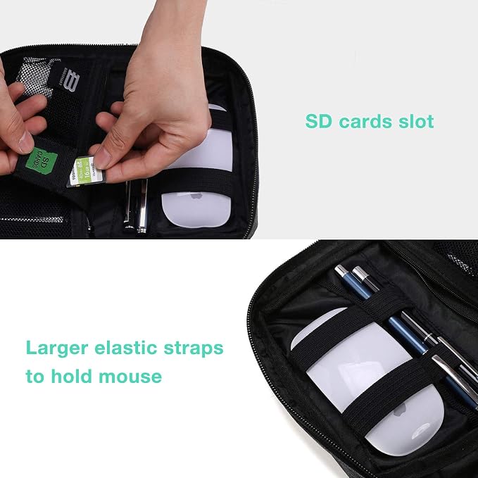 BAGSMART Travel Electronics Organizer, Phone SD Card, Men Women, Black | Travel Cord Organizer, For Travel Essentials, Cable Organizer for Phone & SD Card, For Men & Women