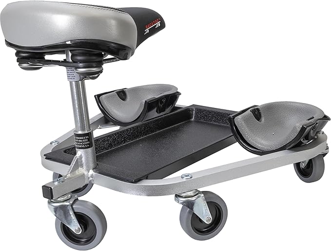 Racatac Kneeling Sitting Creeper, 3 Inch Casters, Knee Pads, Adjustable Seat, Made in the USA, 01RAC3