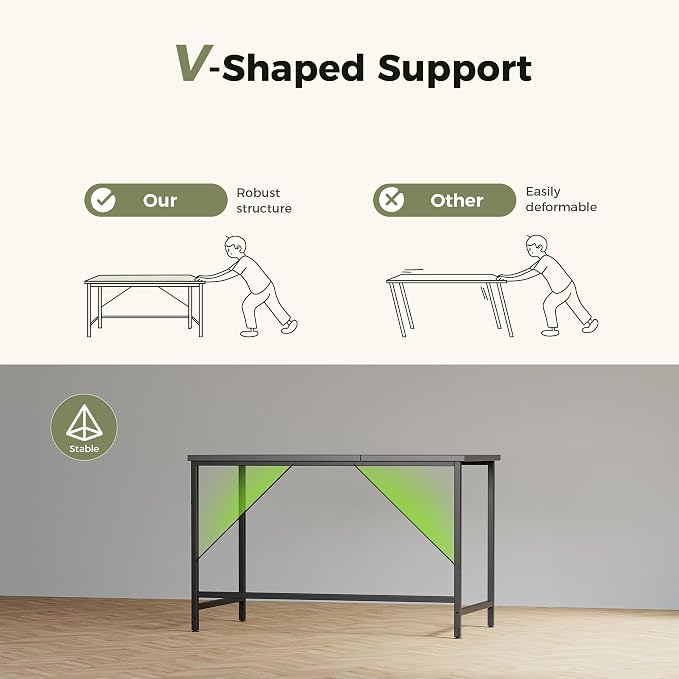 Mericonia 48x20 Inch Computer Desk, 0.6" Thick Small Office Table | Modern Simple Style, Small Study & Writing Table for Home Bedroom Work, Black