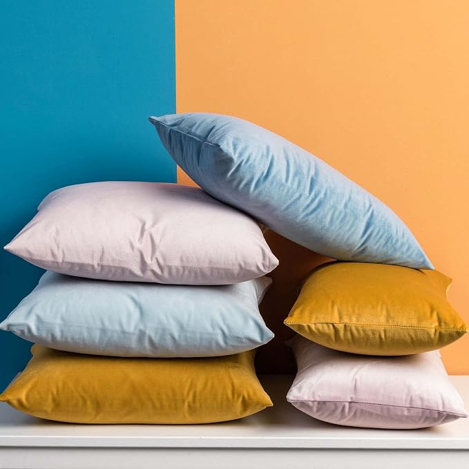 Light Blue 12x20 Decorative Lumbar Velvet Throw Pillow Covers Set of 2 | JUSPURBET Cozy Soft Velvet Couch Covers with Invisible Zipper for Modern Couch Sofa Bed Living Room Bedroom Home Decor