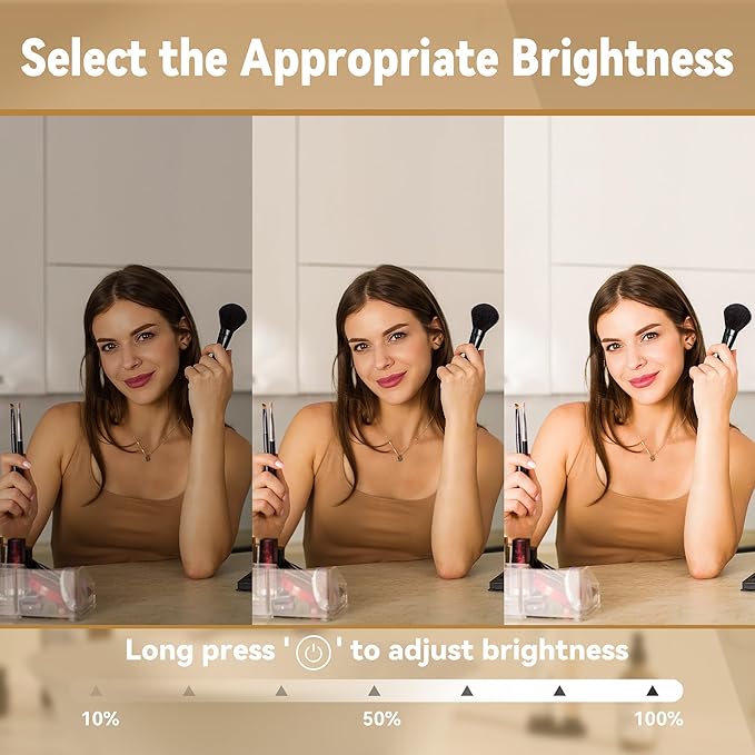 Hasipu LED Makeup Mirror with Bluetooth Speaker, 41" x 30" Makeup Mirror with Lights and Magnification, Hollywood Mirror with 3 Color Modes, LED Make up Mirror with USB & Type-C Charging