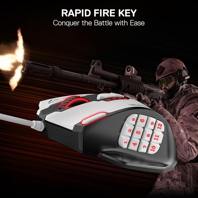 Redragon M908 Wired RGB MMO Gaming Mouse 24000 DPI Remapping Keys | Stable Lag-Free Connection, Redefine Keybinding Macro, Vibing Backlight, Ergonomic Grip Body Comfort