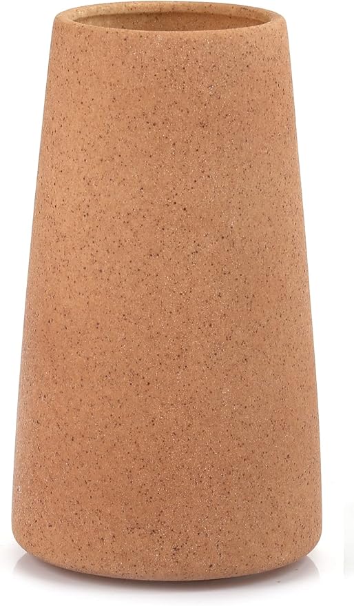 Simple Vase for Flowers Plants, Matte Vases for Modern Table Shelf Home Decor Wedding Boho Decor, 6" H Frosted Elegant Ceramic Vase for Pampas Grass Fluffy Stem Bouquet Lavender Flowers (Brown, 1)