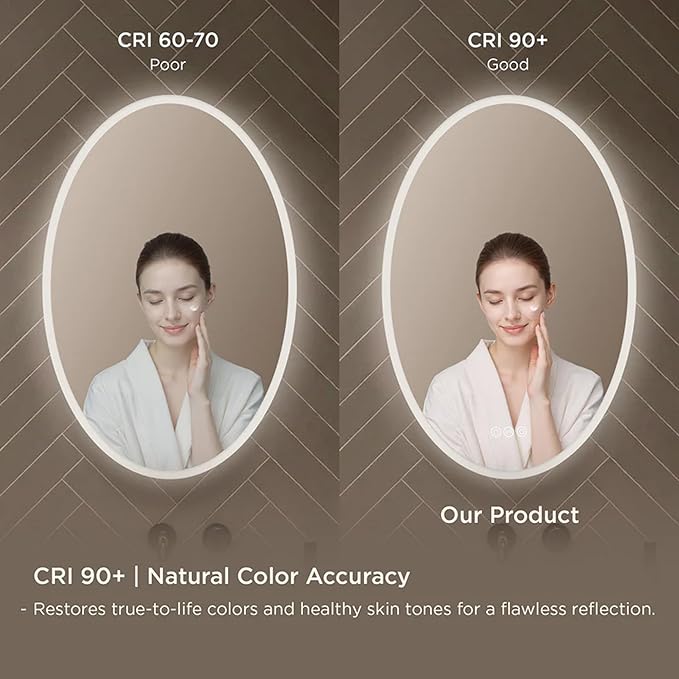 Blossom 24'' x 36'' LED Mirror for Bathroom Lighted Vanity Mirror for Wall Front Lights + Backlit LED Bathroom Mirror Anti-Fog Tempered Glass ETL Listed, Wall Mounted LED Vanity Mirror