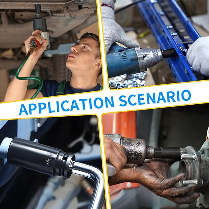 Meccion 3/8 Inch Drive Impact Socket 18mm Metric, 6 Point Cr-Mo Deep Socket, 63mm Length